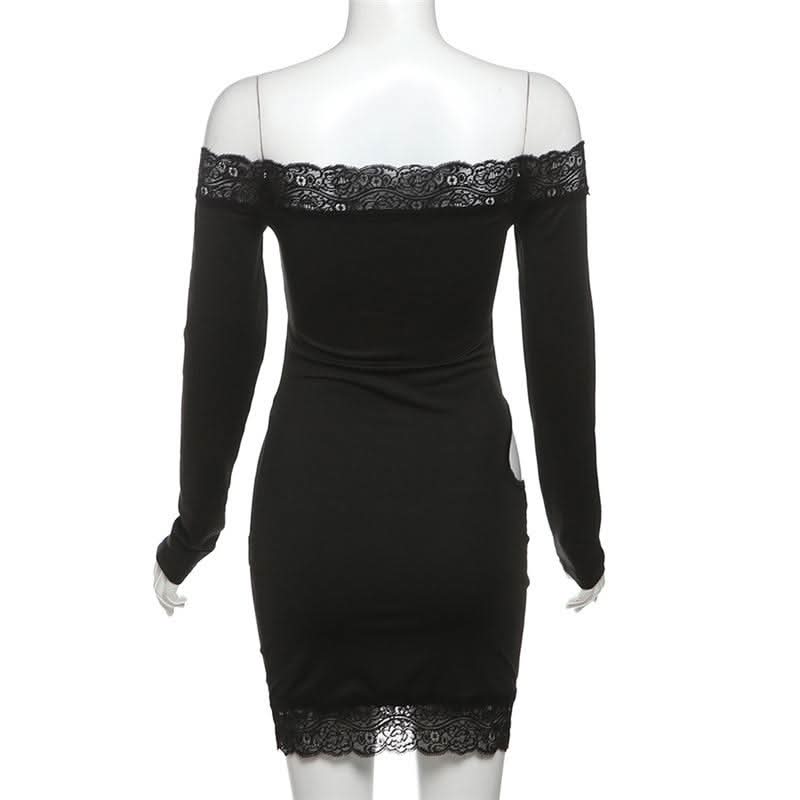 Slay the Night: Black Lace Off-Shoulder Cutout Mini Dress - Fall & Party Ready!