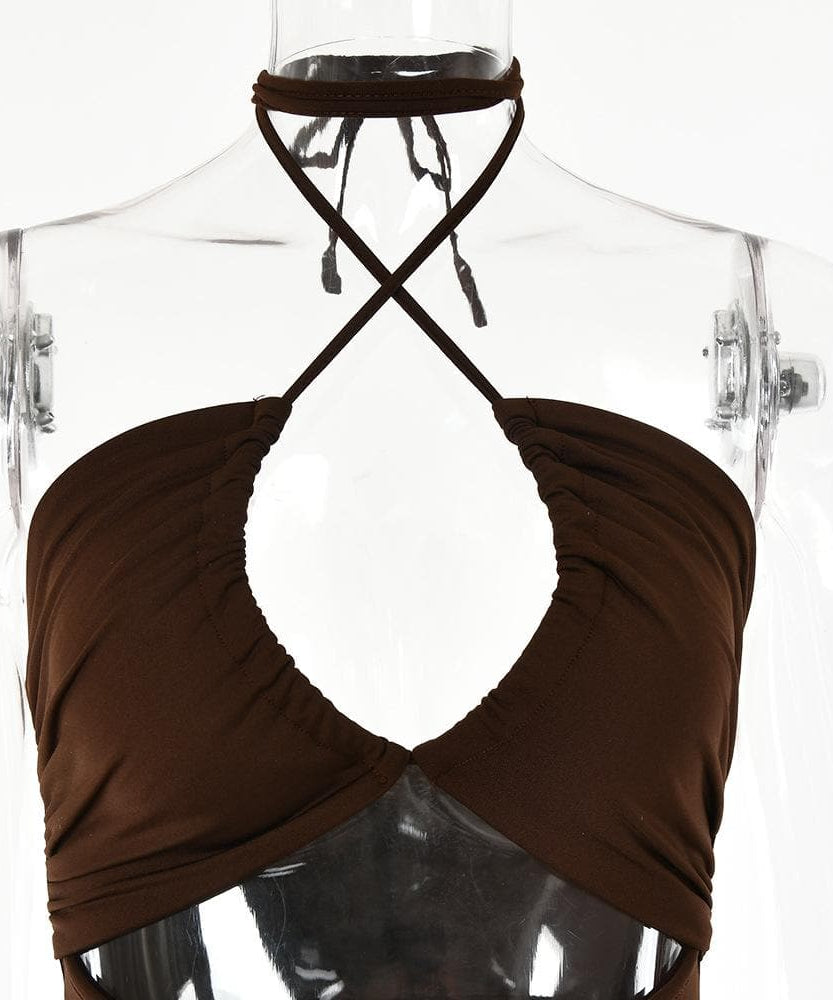 Royal Blue Halter Cutout Midi Dress - Daring Slit & Ruched Bodycon for Fall Parties & NYE