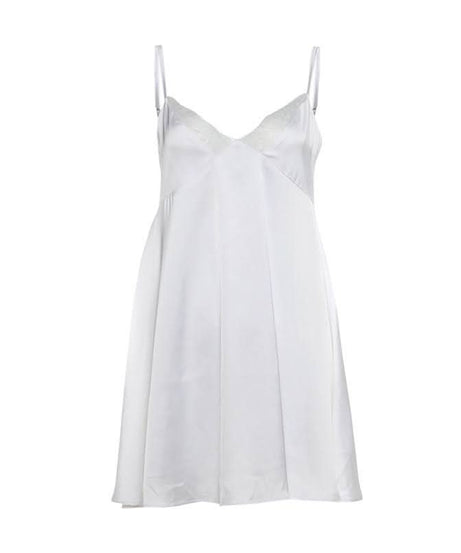 Luxe Silky Lace-Trim Mini Slip Dress for Women - Effortless Fall Loungewear & Romantic Nights