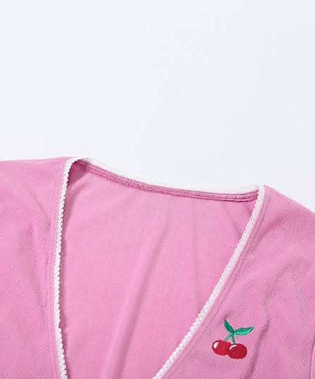 Cozy Fall Vibes: Sweet Cherry Pink Ribbed Wrap Top & Shorts Lounge Set