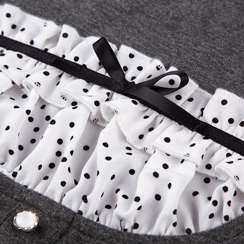 Autumn Chic Y2K Ribbed Ruffle Patchwork Long Sleeve Top