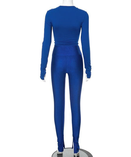 Royal Blue Long Sleeve High-Waist Legging Set - Your Go-To Fall Athleisure & Lounge Staple