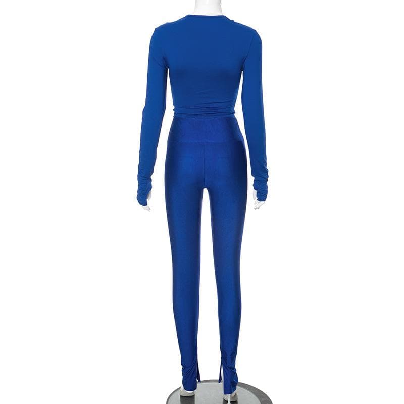 Royal Blue Long Sleeve High-Waist Legging Set - Your Go-To Fall Athleisure & Lounge Staple