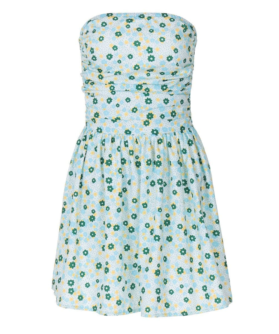 Effortless Ditsy Floral Ruched Tube Mini Dress - Your Chic Strapless Vacation Essential