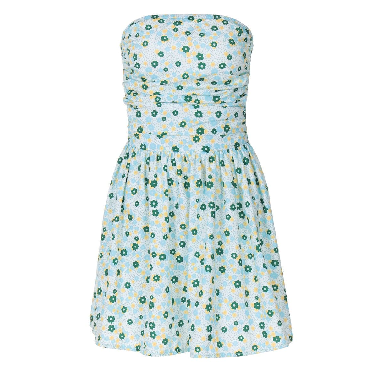 Effortless Ditsy Floral Ruched Tube Mini Dress - Your Chic Strapless Vacation Essential