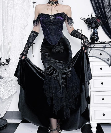 Haunted Elegance: Victorian Gothic Velvet & Lace Gown | Perfect for Halloween & Fall Galas