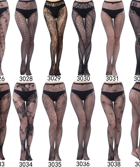 Fall & Holiday Glam: High-Waist Patterned & Fishnet Tights Collection - 12 Chic Styles