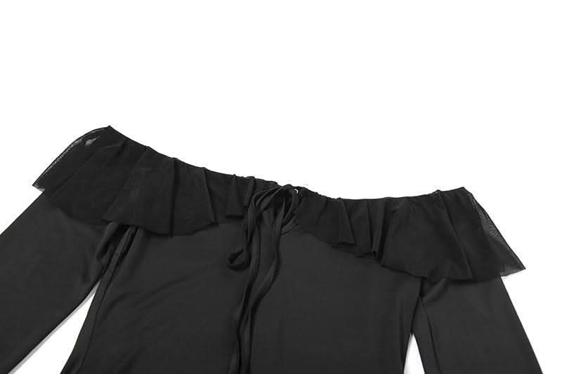 Enchanting Gothic Ruffle Off-Shoulder Mini Dress - Fall & Halloween Essential