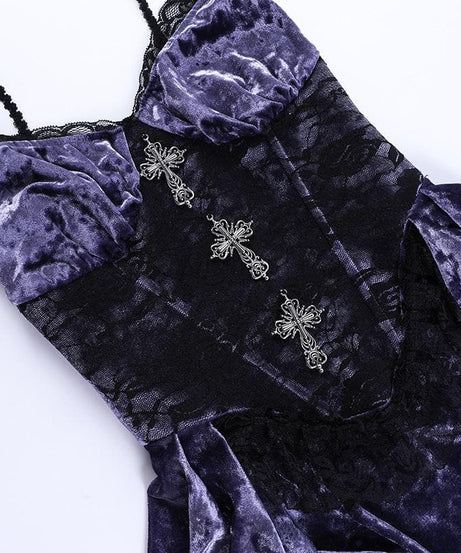 Vampire Queen Velvet & Lace High-Low Dress | Ultimate Halloween & Gothic Style