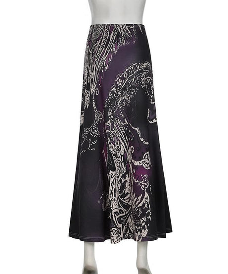 Fall Whisper High-Rise Maxi Skirt - Elegant Abstract Paisley Print