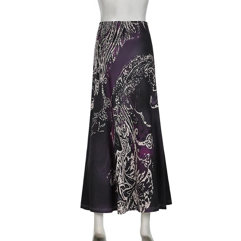 Fall Whisper High-Rise Maxi Skirt - Elegant Abstract Paisley Print