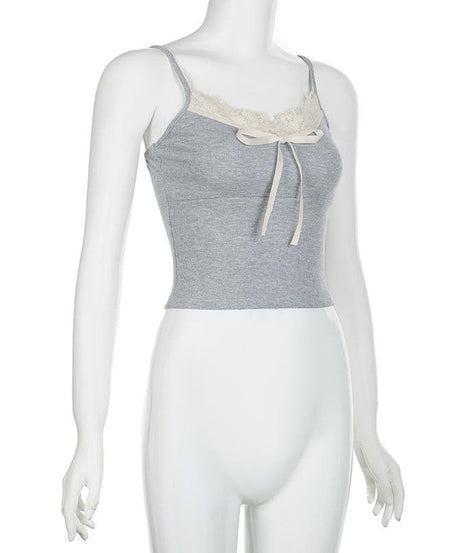 Effortless Y2K Ribbed Lace Cami Top - Fall's Must-Have Layering Piece