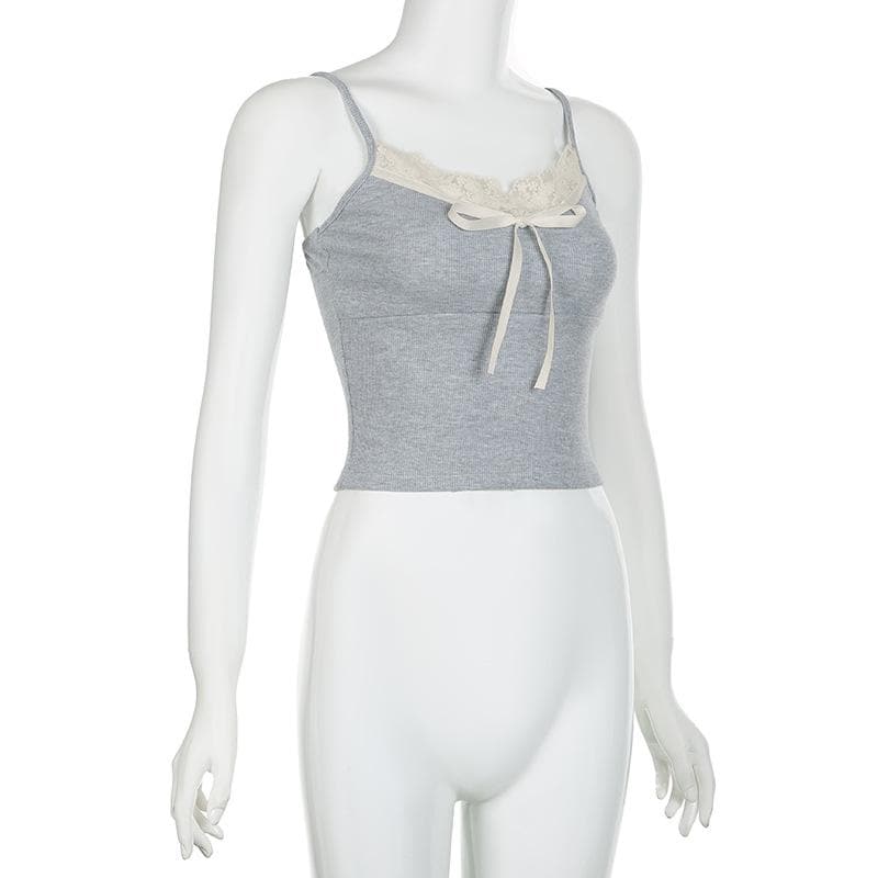 Effortless Y2K Ribbed Lace Cami Top - Fall's Must-Have Layering Piece