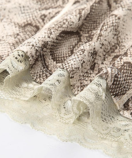 Effortless Chic: Snake Print V-Neck Lace Trim Cami Top - Fall Style Essential