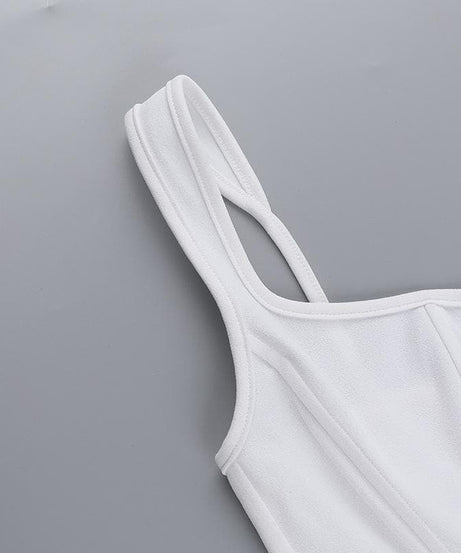 Chic White Square Neck Bustier Mini Dress - Fall Ready & Perfectly Versatile for Every Occasion