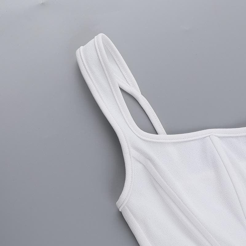 Chic White Square Neck Bustier Mini Dress - Fall Ready & Perfectly Versatile for Every Occasion