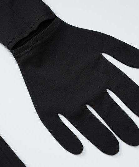 Daring Black Cutout Jumpsuit with Built-In Gloves - Sleek Halloween & Holiday Statement Catsuit