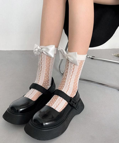 Delicate Coquette Bow Lace Sheer Socks - Fall Fashion & Holiday Sparkle