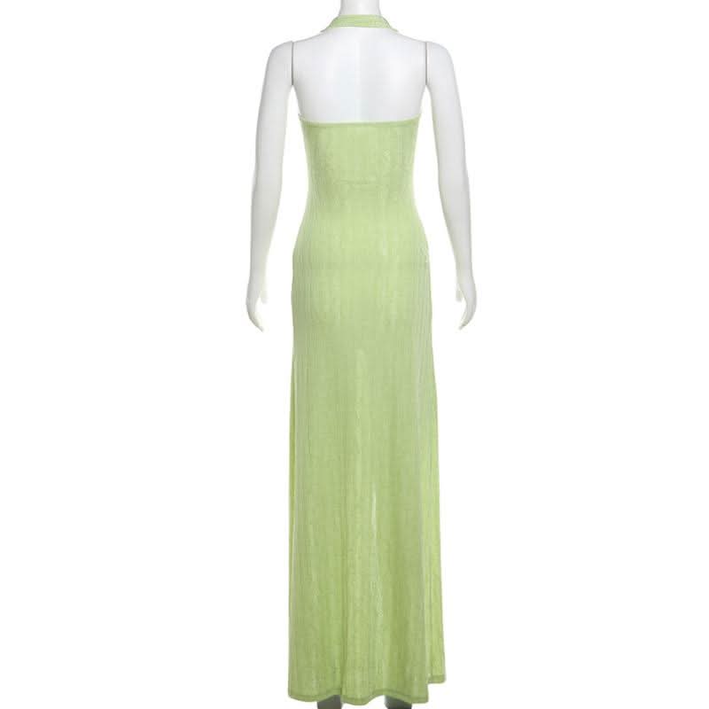 Stunning Halter Cutout Maxi Dress - High Slit & Ruched | Your Chic Winter Getaway Essential