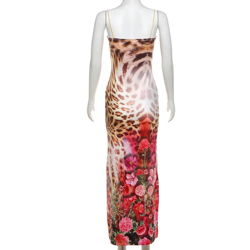 Wild Orchid Leopard Print Lace-Up Cami Maxi Dress - Your Chic Fall Getaway & Party Statement