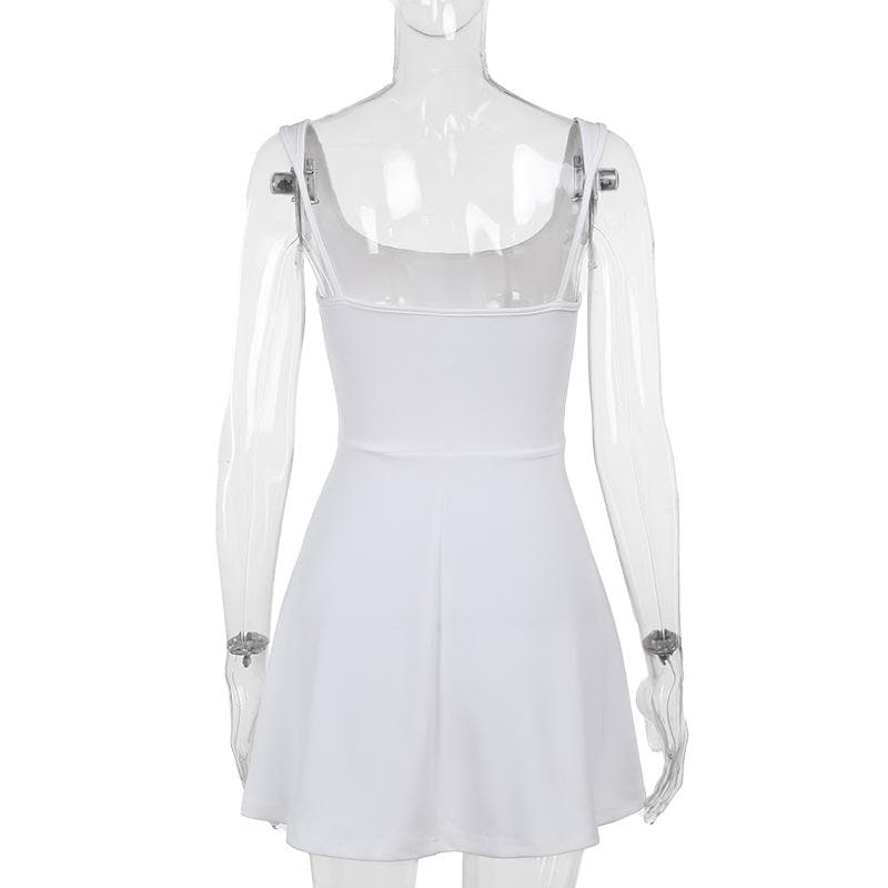 Chic White Square Neck Bustier Mini Dress - Fall Ready & Perfectly Versatile for Every Occasion