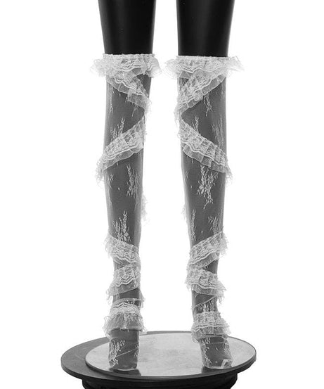 Spellbinding Gothic Lace Ruffle Thigh-High Stockings - Halloween & Dark Romance Essential