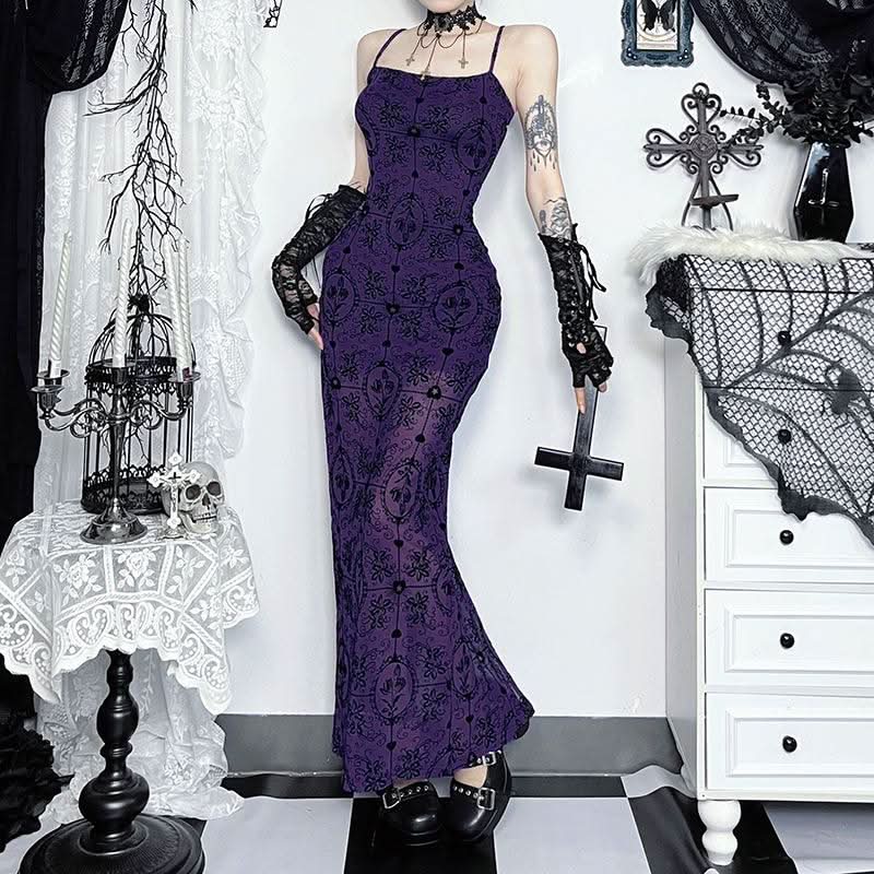 Bewitching Purple Gothic Mesh Maxi Dress - Slay Halloween & Fall with this Mermaid Statement Gown