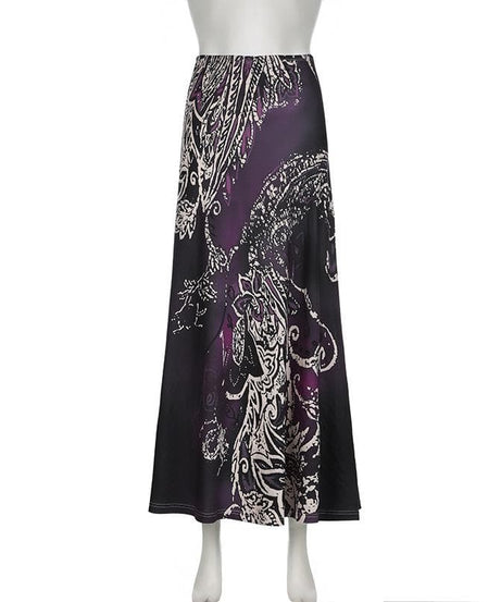 Fall Whisper High-Rise Maxi Skirt - Elegant Abstract Paisley Print