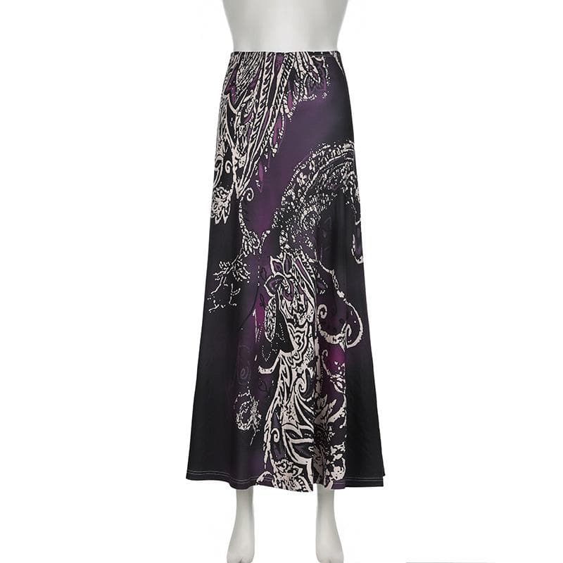 Fall Whisper High-Rise Maxi Skirt - Elegant Abstract Paisley Print