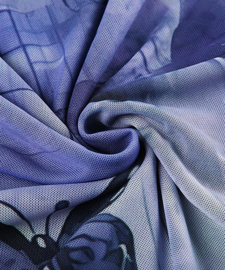 Dreamy Periwinkle Butterfly Mesh Maxi Dress with Lace Trim - Effortless Fall Style