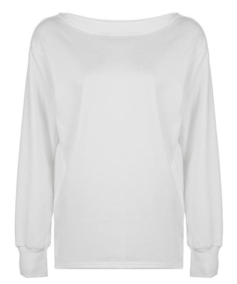 Effortless Chic Boat Neck Long Sleeve Top for Women - Your Go-To White Fall Essential