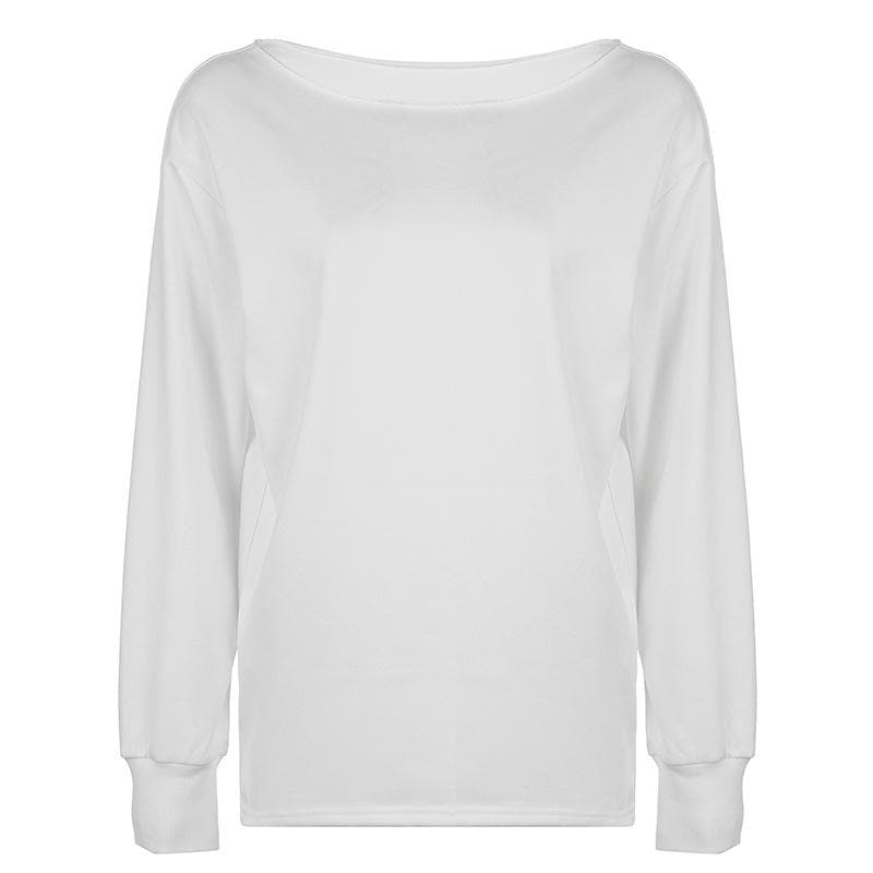 Effortless Chic Boat Neck Long Sleeve Top for Women - Your Go-To White Fall Essential