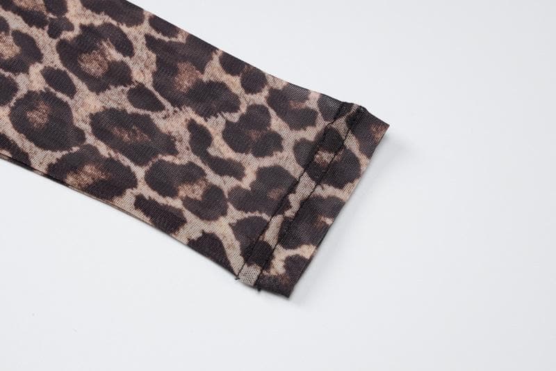 Fierce Leopard Print Sheer Maxi Dress - Long Sleeve Mesh for Fall & Holiday Glam