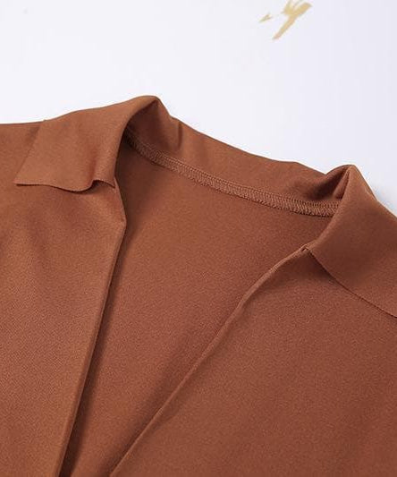 Autumn Radiance: Chic Flared Sleeve Crop Top & Slit Mini Skirt Set