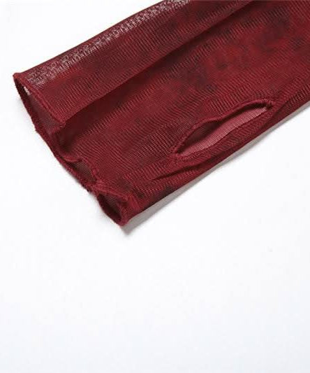 Gothic Enchantress Sheer Mesh Hooded Top | Asymmetrical Cowl Neck & Long Sleeves for Fall & Halloween