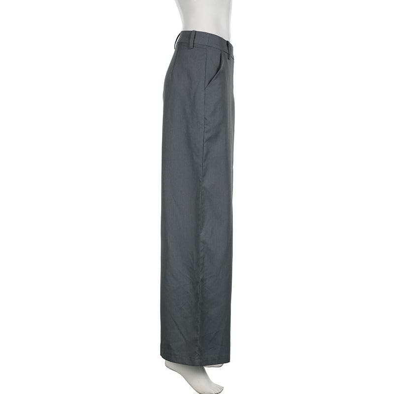 Women's Effortless Wide Leg Trousers - Dark Grey Fall Style with Stretch & Flattering Medium Rise