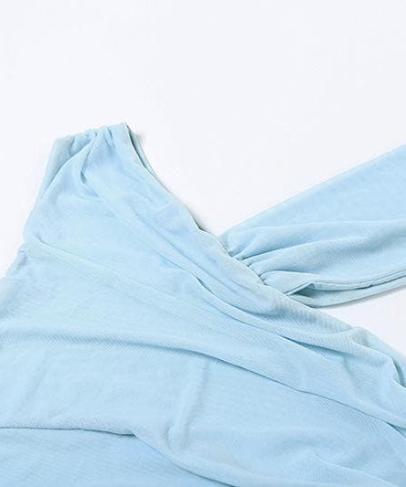 Effortless Chic: Sheer Ruched One-Shoulder Bodysuit - Your Fall Going-Out Essential!