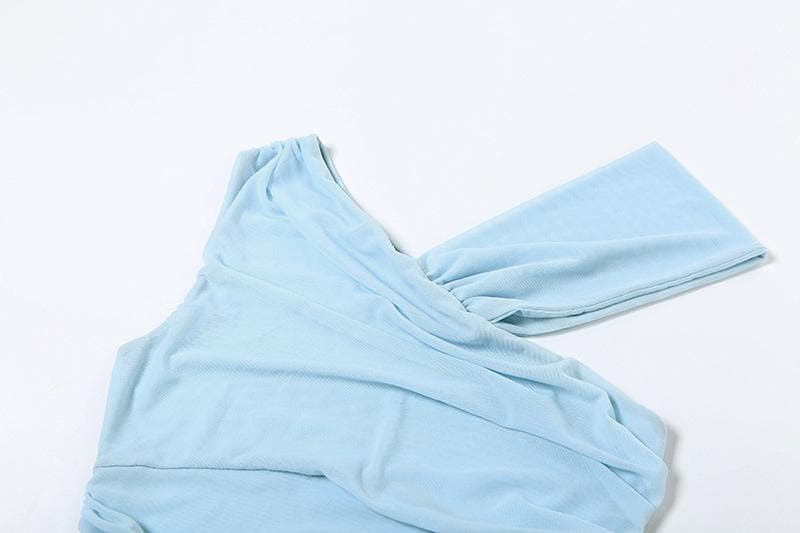 Effortless Chic: Sheer Ruched One-Shoulder Bodysuit - Your Fall Going-Out Essential!