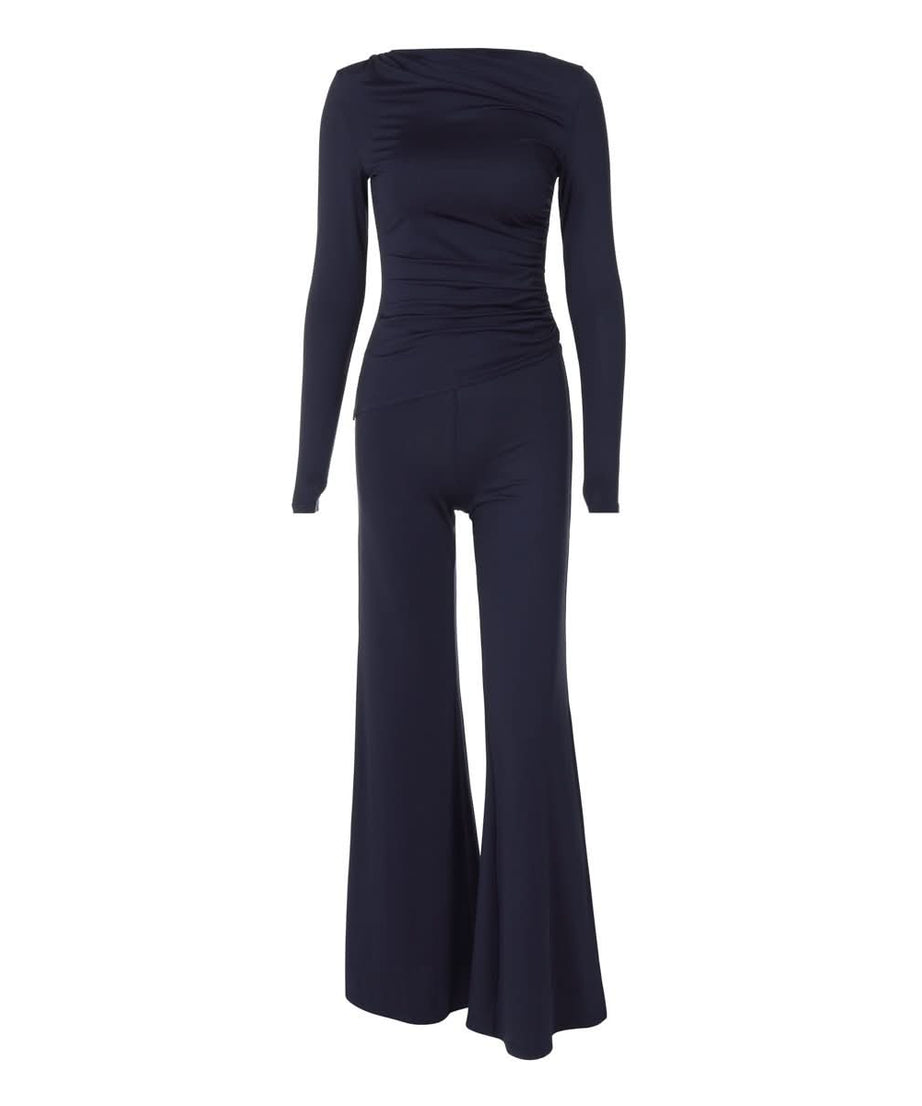 Effortless Fall Chic: Ruched Long Sleeve Top & Wide-Leg Pant Set | Cozy Elevated Loungewear