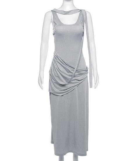 Effortless Chic Asymmetrical Draped Midi Dress - Modern Fall Style