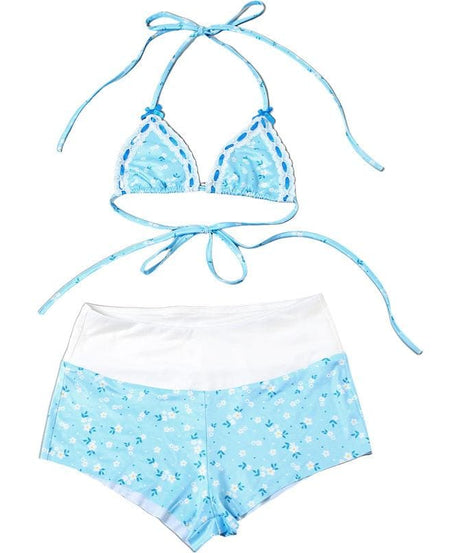Dreamy Daisy Halter Bikini & High-Waisted Shorts Set - Your Resort Ready Getaway Essential!