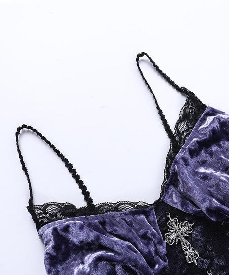 Vampire Queen Velvet & Lace High-Low Dress | Ultimate Halloween & Gothic Style