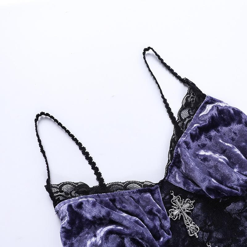 Vampire Queen Velvet & Lace High-Low Dress | Ultimate Halloween & Gothic Style