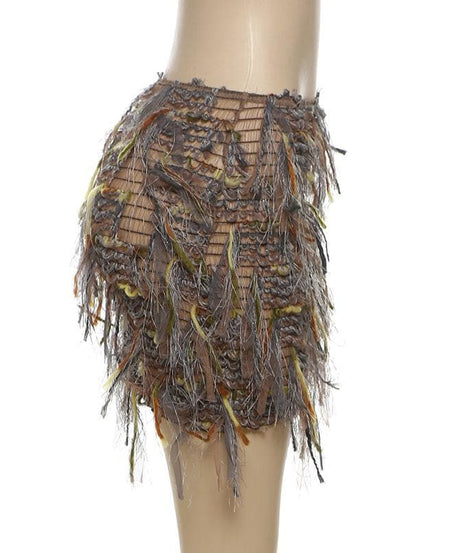 Vibrant Fringe Mini Skirt | Stand Out Textured Tassel Style for Fall Parties