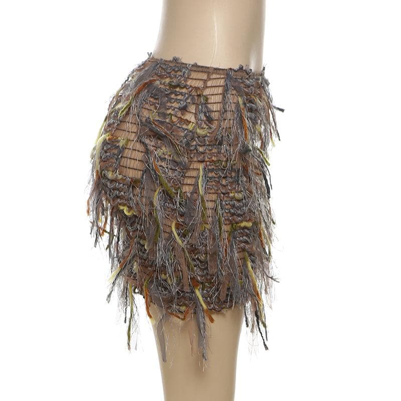 Vibrant Fringe Mini Skirt | Stand Out Textured Tassel Style for Fall Parties
