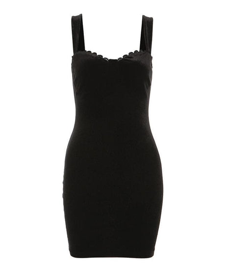 Sultry Black Velvet Bodycon Mini Dress with Lace Sweetheart Neckline | Your Fall & Holiday Party Essential