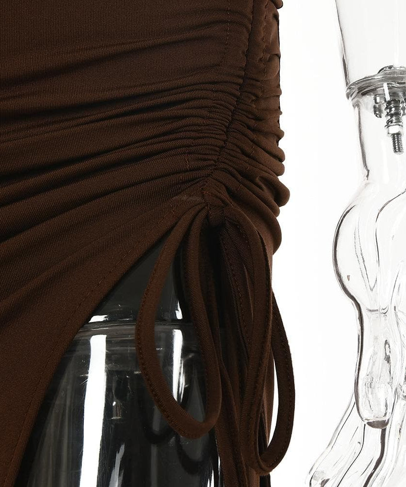 Royal Blue Halter Cutout Midi Dress - Daring Slit & Ruched Bodycon for Fall Parties & NYE