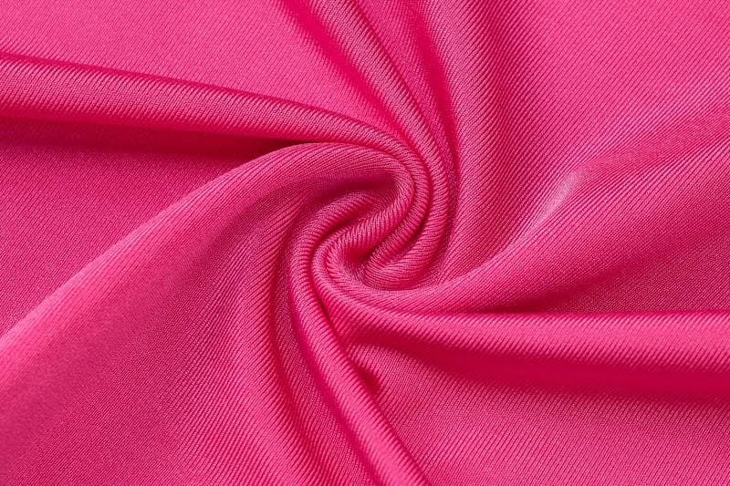 Showstopping Hot Pink High-Neck Bodycon Mini Dress with Attached Gloves – Fall & Holiday Party Ready