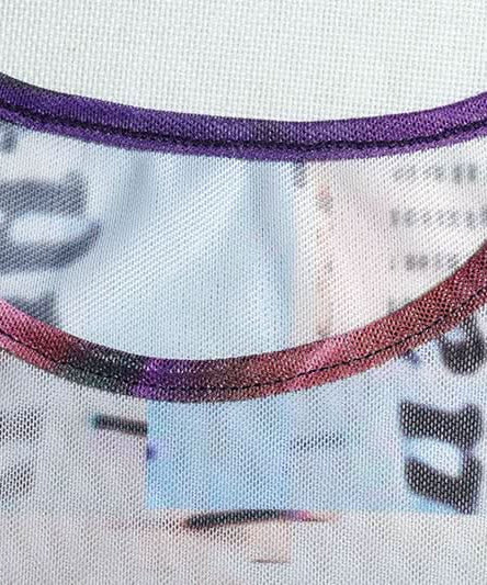 Fall Ready: Edgy Abstract Mesh Two-Piece Set - Long Sleeve Crop Top & Bodycon Maxi Skirt