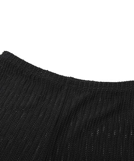 Fall Getaway Essential: Sheer Ribbed Knit Halter Crop Top & High-Waist Leggings Set - Resort & Festival Ready